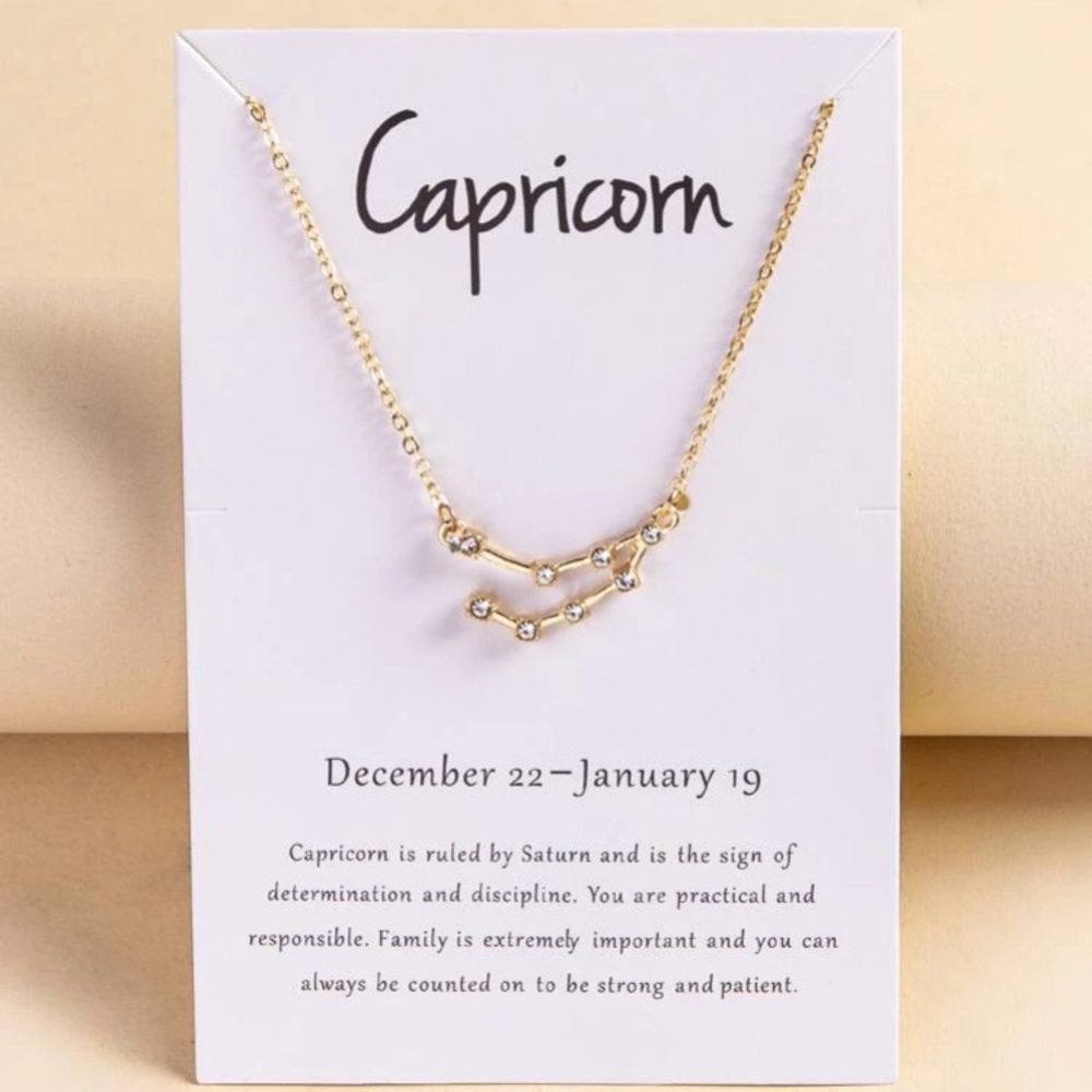 💎 Capricorn zodiac rhinestone pendant necklace